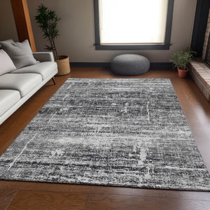 HomeRoots 5' Abstract Washable Area Rug in Black, Gray & Charcoal - Stylish Indoor/Outdoor Decor Solution 5' X 8' 584615