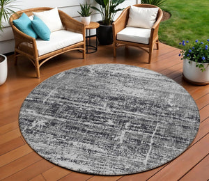 HomeRoots 5' Abstract Washable Area Rug in Black, Gray & Charcoal - Stylish Indoor/Outdoor Decor Solution 8' Round 584616