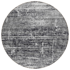 HomeRoots 5' Abstract Washable Area Rug in Black, Gray & Charcoal - Stylish Indoor/Outdoor Decor Solution 8' Round 584616