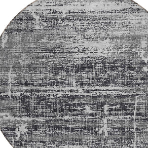HomeRoots 5' Abstract Washable Area Rug in Black, Gray & Charcoal - Stylish Indoor/Outdoor Decor Solution 8' Round 584616