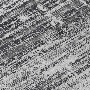 HomeRoots 5' Abstract Washable Area Rug in Black, Gray & Charcoal - Stylish Indoor/Outdoor Decor Solution 8' Round 584616