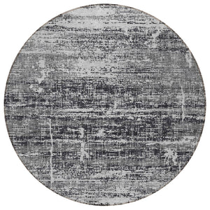 HomeRoots 5' Abstract Washable Area Rug in Black, Gray & Charcoal - Stylish Indoor/Outdoor Decor Solution 8' Round 584616