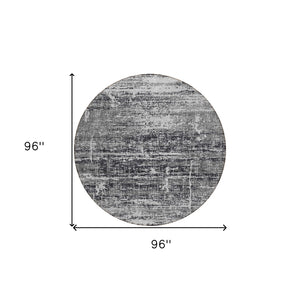 HomeRoots 5' Abstract Washable Area Rug in Black, Gray & Charcoal - Stylish Indoor/Outdoor Decor Solution 8' Round 584616