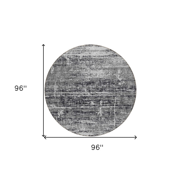 HomeRoots 5' Abstract Washable Area Rug in Black, Gray & Charcoal - Stylish Indoor/Outdoor Decor Solution 8' Round 584616
