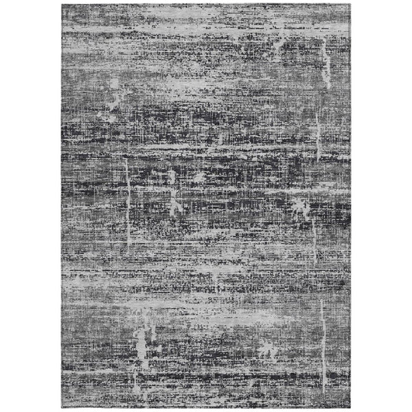 HomeRoots 5' Abstract Washable Area Rug in Black, Gray & Charcoal - Stylish Indoor/Outdoor Decor Solution 8' X 10' 584617