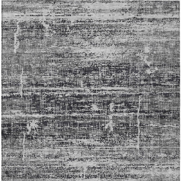 HomeRoots 9' Modern Abstract Black Gray Charcoal Area Rug - Washable, Stain-Resistant for Indoor & Outdoor Use 9' X 12' 584618