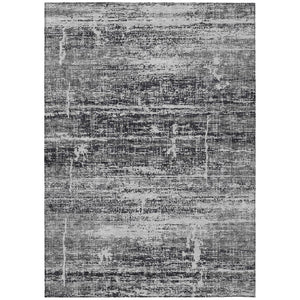 HomeRoots 9' Modern Abstract Black Gray Charcoal Area Rug - Washable, Stain-Resistant for Indoor & Outdoor Use 9' X 12' 584618