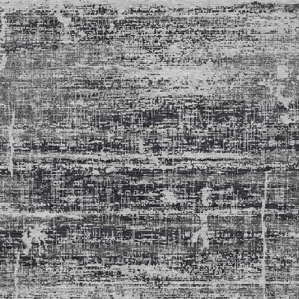 HomeRoots 9' Modern Abstract Black Gray Charcoal Area Rug - Washable, Stain-Resistant for Indoor & Outdoor Use 9' X 12' 584618