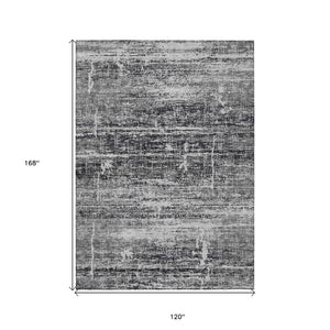 HomeRoots 5' Abstract Washable Area Rug in Black, Gray & Charcoal - Stylish Indoor/Outdoor Decor Solution 10' X 14' 584619
