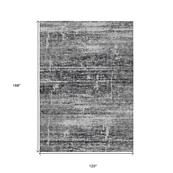 HomeRoots 5' Abstract Washable Area Rug in Black, Gray & Charcoal - Stylish Indoor/Outdoor Decor Solution 10' X 14' 584619