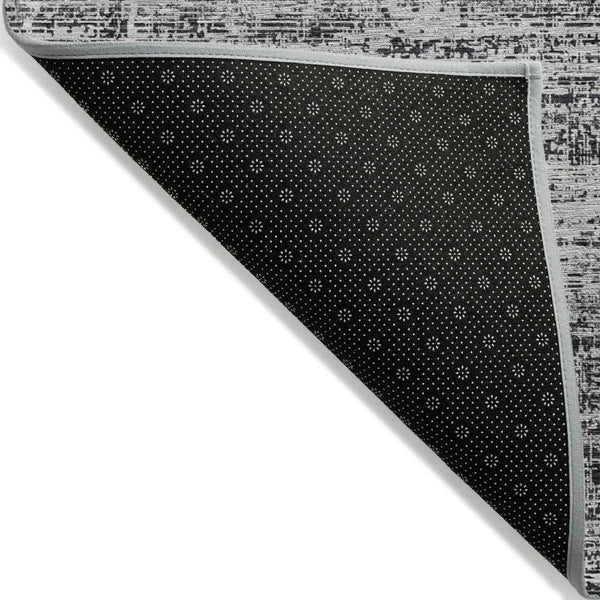HomeRoots 5' Abstract Washable Area Rug in Black, Gray & Charcoal - Stylish Indoor/Outdoor Decor Solution 10' X 14' 584619