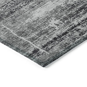 HomeRoots 5' Abstract Washable Area Rug in Black, Gray & Charcoal - Stylish Indoor/Outdoor Decor Solution 10' X 14' 584619