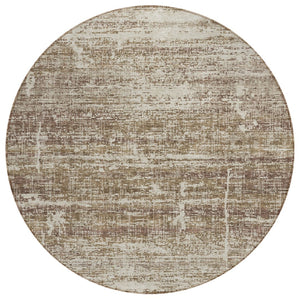 HomeRoots 5' Abstract Area Rug in Brown, Beige & Taupe - Stylish, Washable, Indoor/Outdoor, Versatile Design 8' Round 584622