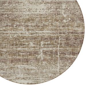 HomeRoots 5' Abstract Area Rug in Brown, Beige & Taupe - Stylish, Washable, Indoor/Outdoor, Versatile Design 8' Round 584622