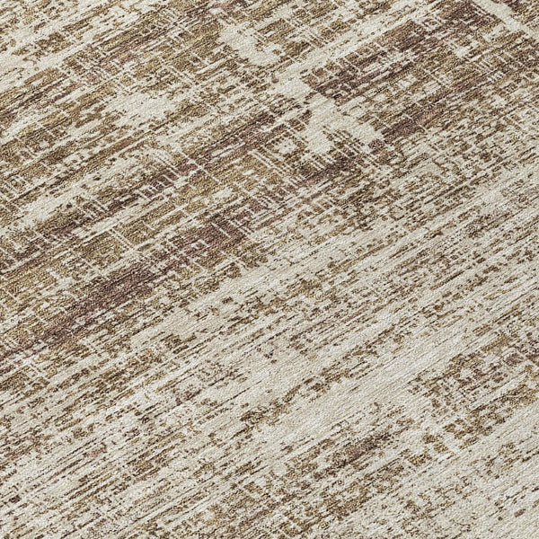HomeRoots 5' Abstract Area Rug in Brown, Beige & Taupe - Stylish, Washable, Indoor/Outdoor, Versatile Design 8' Round 584622
