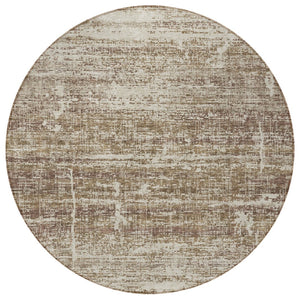 HomeRoots 5' Abstract Area Rug in Brown, Beige & Taupe - Stylish, Washable, Indoor/Outdoor, Versatile Design 8' Round 584622