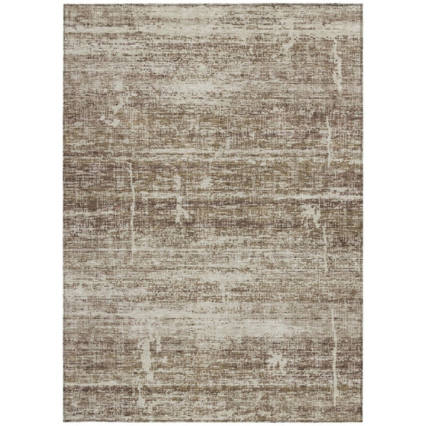 HomeRoots 5' Abstract Area Rug in Brown, Beige & Taupe - Stylish, Washable, Indoor/Outdoor, Versatile Design 10' X 14' 584625
