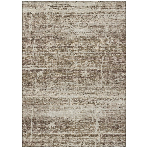 HomeRoots 5' Abstract Area Rug in Brown, Beige & Taupe - Stylish, Washable, Indoor/Outdoor, Versatile Design 10' X 14' 584625