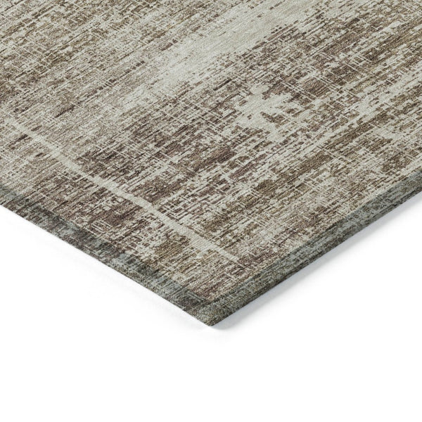 HomeRoots 5' Abstract Area Rug in Brown, Beige & Taupe - Stylish, Washable, Indoor/Outdoor, Versatile Design 10' X 14' 584625