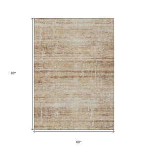 HomeRoots 5' Modern Abstract Washable Area Rug in Copper, Beige & Taupe for Indoor and Outdoor Spaces 5' X 8' 584627