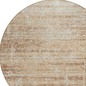 HomeRoots 5' Modern Abstract Washable Area Rug in Copper, Beige & Taupe for Indoor and Outdoor Spaces 8' Round 584628