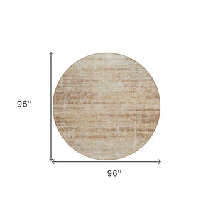 HomeRoots 5' Modern Abstract Washable Area Rug in Copper, Beige & Taupe for Indoor and Outdoor Spaces 8' Round 584628
