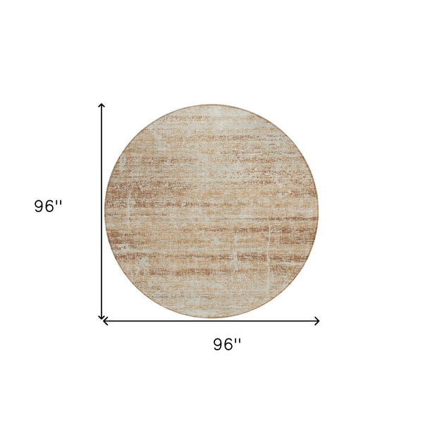 HomeRoots 5' Modern Abstract Washable Area Rug in Copper, Beige & Taupe for Indoor and Outdoor Spaces 8' Round 584628