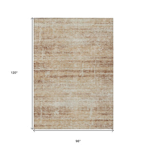 HomeRoots 5' Modern Abstract Washable Area Rug in Copper, Beige & Taupe for Indoor and Outdoor Spaces 8' X 10' 584629