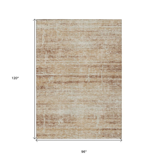 HomeRoots 5' Modern Abstract Washable Area Rug in Copper, Beige & Taupe for Indoor and Outdoor Spaces 8' X 10' 584629