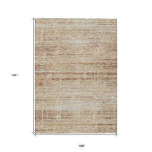 HomeRoots 9' Copper Beige and Taupe Abstract Washable Area Rug for Indoor and Outdoor Versatility and Style 9' X 12' 584630