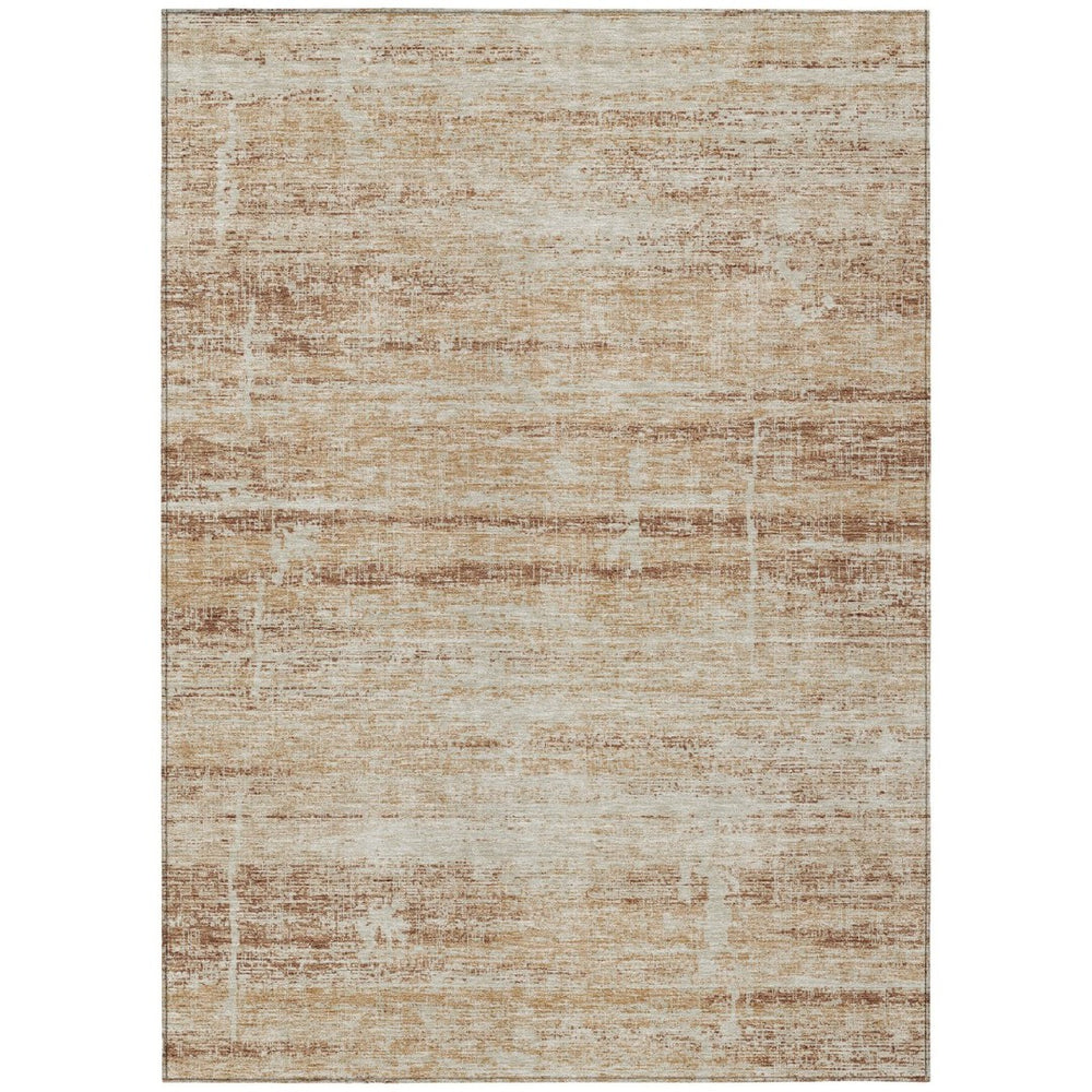 HomeRoots 5' Modern Abstract Washable Area Rug in Copper, Beige & Taupe for Indoor and Outdoor Spaces 10' X 14' 584631