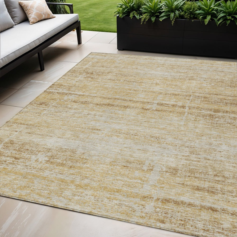 HomeRoots 5' Abstract Washable Area Rug in Gold Beige and Wheat - Durable, Stylish, Perfect for Indoor & Outdoor 5' X 8' 584633