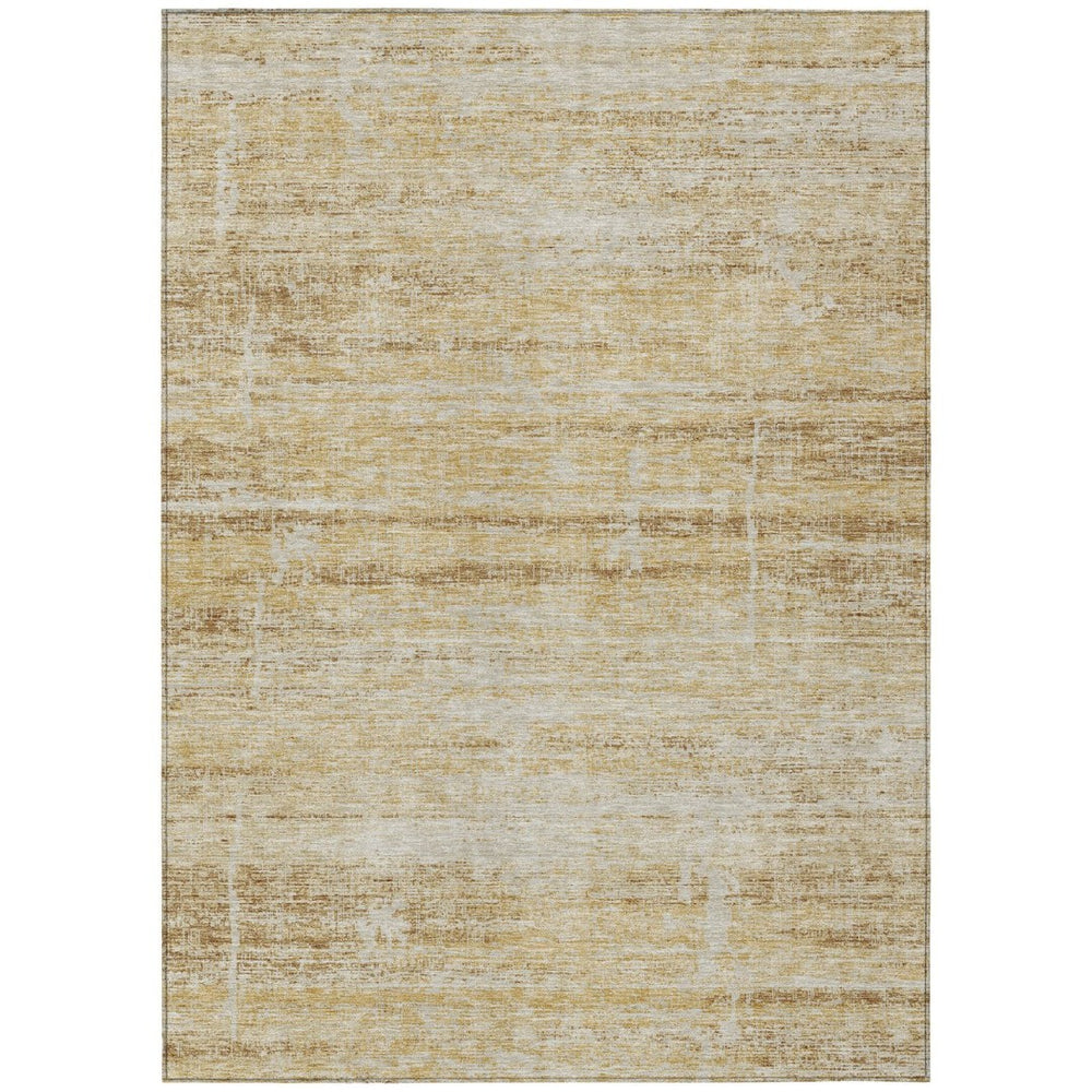 HomeRoots 5' Abstract Washable Area Rug in Gold Beige and Wheat - Durable, Stylish, Perfect for Indoor & Outdoor 5' X 8' 584633