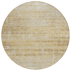 HomeRoots 5' Abstract Washable Area Rug in Gold Beige and Wheat - Durable, Stylish, Perfect for Indoor & Outdoor 8' Round 584634