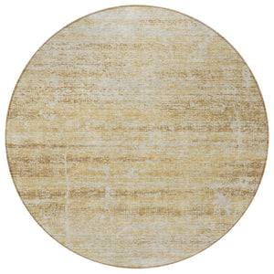 HomeRoots 5' Abstract Washable Area Rug in Gold Beige and Wheat - Durable, Stylish, Perfect for Indoor & Outdoor 8' Round 584634