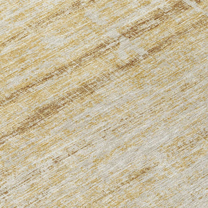 HomeRoots 5' Abstract Washable Area Rug in Gold Beige and Wheat - Durable, Stylish, Perfect for Indoor & Outdoor 8' Round 584634