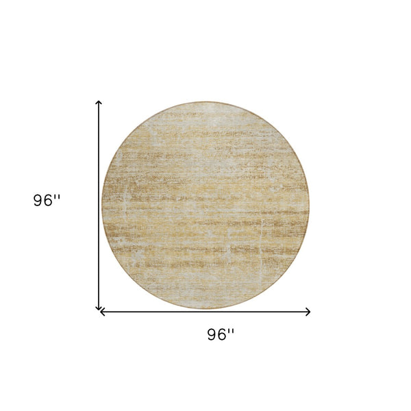 HomeRoots 5' Abstract Washable Area Rug in Gold Beige and Wheat - Durable, Stylish, Perfect for Indoor & Outdoor 8' Round 584634