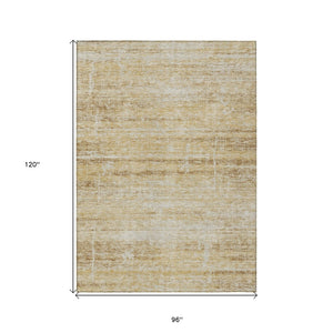HomeRoots 5' Abstract Washable Area Rug in Gold Beige and Wheat - Durable, Stylish, Perfect for Indoor & Outdoor 8' X 10' 584635