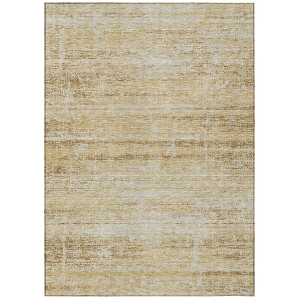 HomeRoots 5' Abstract Washable Area Rug in Gold Beige and Wheat - Durable, Stylish, Perfect for Indoor & Outdoor 8' X 10' 584635