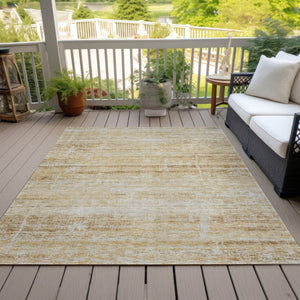 HomeRoots 5' Abstract Washable Area Rug in Gold Beige and Wheat - Durable, Stylish, Perfect for Indoor & Outdoor 10' X 14' 584637