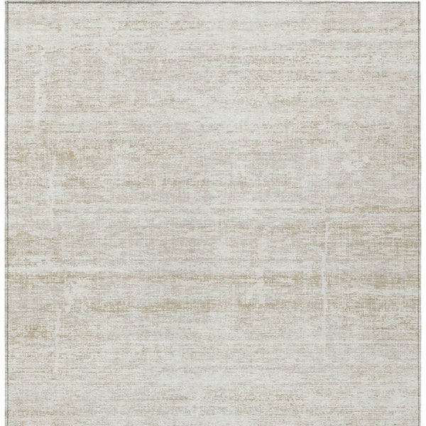 HomeRoots 5' Elegant Ivory Beige Tan Abstract Washable Area Rug for Indoor and Outdoor High-Traffic Spaces 5' X 8' 584639