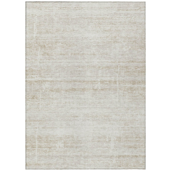 HomeRoots 5' Elegant Ivory Beige Tan Abstract Washable Area Rug for Indoor and Outdoor High-Traffic Spaces 5' X 8' 584639