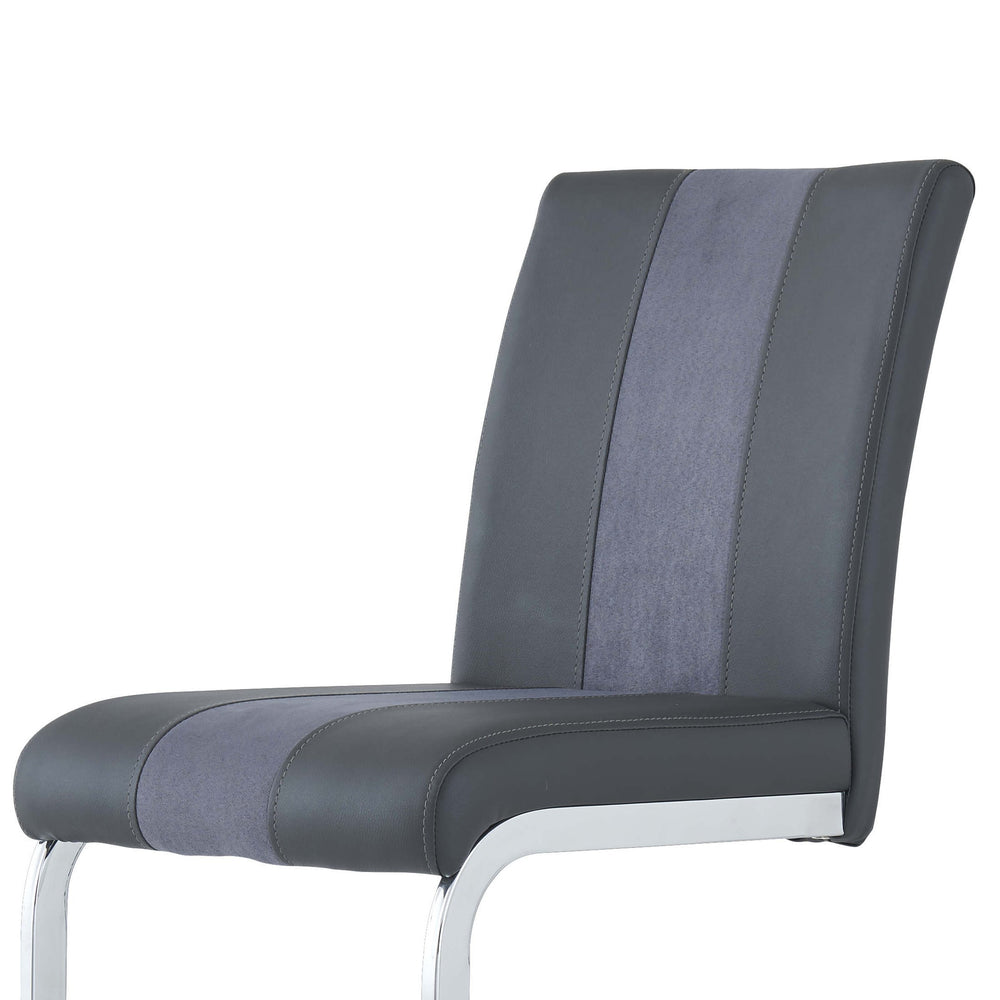 English Elm ALTIS Grey Upholstered Bar Stools Set of 4 — Solid Wood & MDF, L-Leg Metal Footrest, Silver Base, Modern Design B201P226152