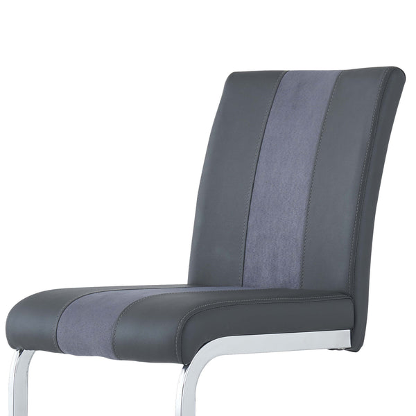 English Elm ALTIS Grey Upholstered Bar Stools Set of 4 — Solid Wood & MDF, L-Leg Metal Footrest, Silver Base, Modern Design B201P226152