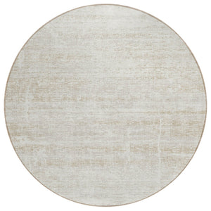 HomeRoots 5' Elegant Ivory Beige Tan Abstract Washable Area Rug for Indoor and Outdoor High-Traffic Spaces 8' Round 584640
