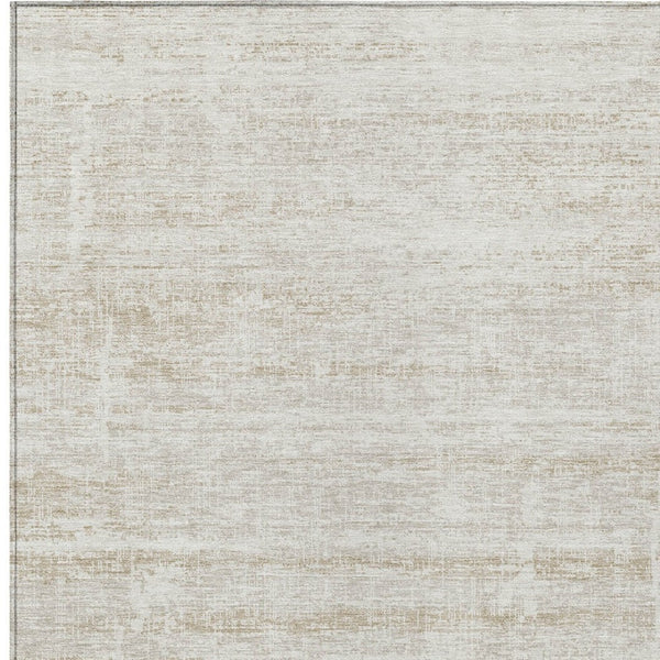 HomeRoots 5' Elegant Ivory Beige Tan Abstract Washable Area Rug for Indoor and Outdoor High-Traffic Spaces 10' X 14' 584643