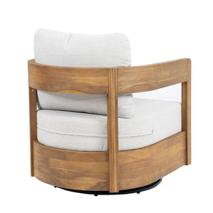 English Elm Telluride Outdoor Acacia Wood Swivel Club Chair Coastal Patio Seating Teak+ Beige N775P304793T