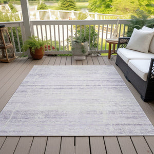 HomeRoots 5' Indoor Outdoor Lavender Purple and Ivory Abstract Area Rug – Modern, Washable, Durable Design 5' X 8' 584645