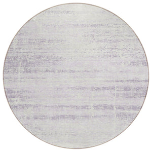 HomeRoots 5' Indoor Outdoor Lavender Purple and Ivory Abstract Area Rug – Modern, Washable, Durable Design 8' Round 584646
