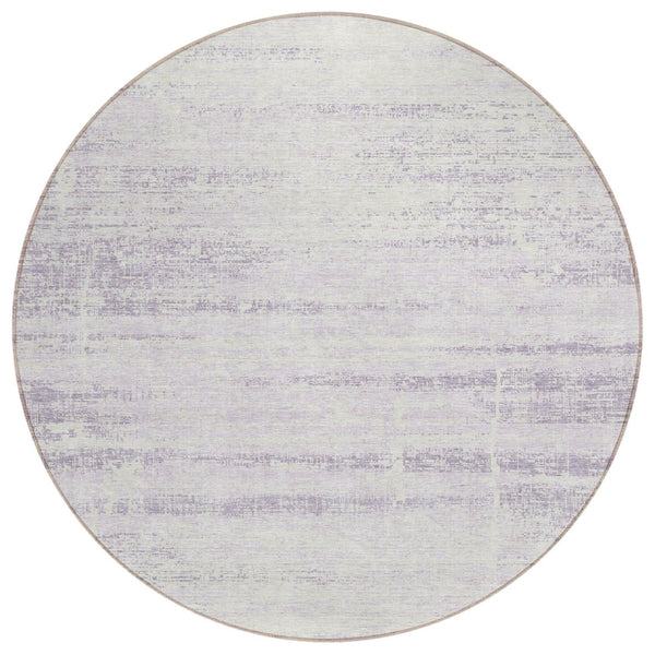 HomeRoots 5' Indoor Outdoor Lavender Purple and Ivory Abstract Area Rug – Modern, Washable, Durable Design 8' Round 584646
